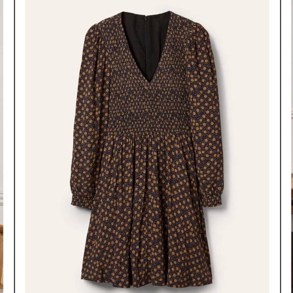 BODEN DITZY FLORAL V NECK SMOCKED DRESS US SIZE 4 - Picture 5 of 14